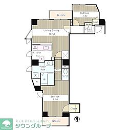 ザ・テラス千駄木 2LDKの間取図画像