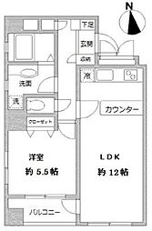 ラクラス田原町 1LDKの間取図画像