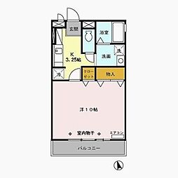 リブェール 1Kの間取図画像