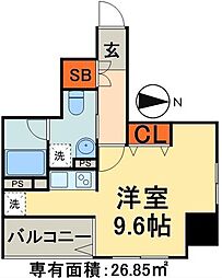 コンフォリア浅草橋DEUX ワンルームの間取図画像
