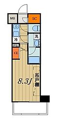 フュージョナル五反野 1Kの間取図画像