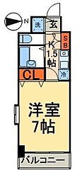 クレアシオン浅草 1Kの間取図画像