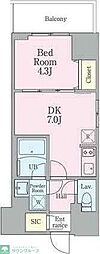 リビオメゾン南砂町 1DKの間取図画像