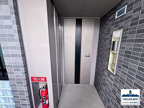 共用通路から見た玄関の様子