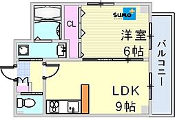 ル・ソレイユ 2階1LDKの間取り