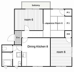 グリーンコート西明石A棟 3DKの間取図画像