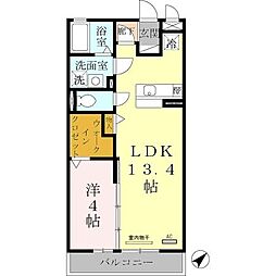 エスポワール西明石 1LDKの間取図画像