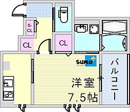 (仮称) 西新町PJ 1Kの間取図画像