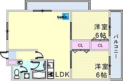 メゾン竹原 2LDKの間取図画像