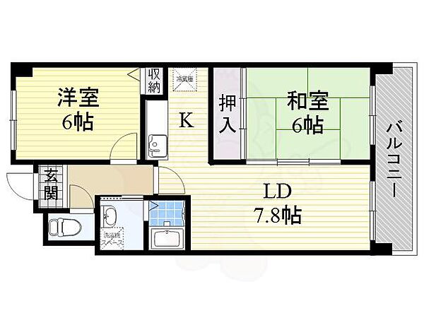 大阪府大阪市住吉区苅田３丁目(賃貸マンション2LDK・4階・51.60㎡)の写真 その2