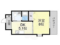 ブランカ中百舌鳥 5階1DKの間取り