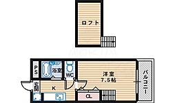 メゾンアリエス 5階1Kの間取り