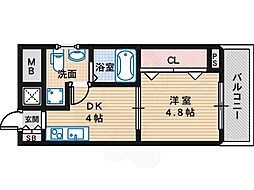 プログレスアペゼ 6階1DKの間取り
