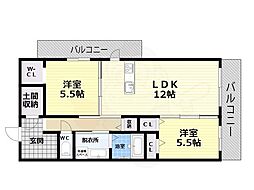 ファイブヒルズ欅参番館 2LDKの間取図画像