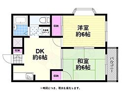リバティー北花田 2DKの間取図画像