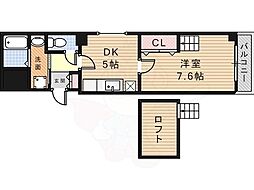 オクト白鷺 1DKの間取図画像