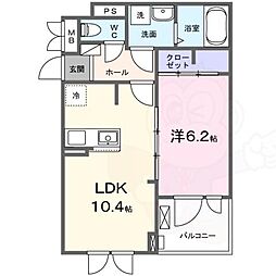 メゾンボヌール 1LDKの間取図画像