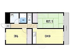 ラグジェ・レディー・K第三館 2DKの間取図画像
