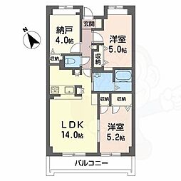 サンライクテイリス3号館 2SLDKの間取図画像