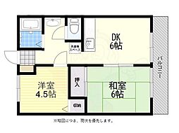 グリーンウッド 2DKの間取図画像