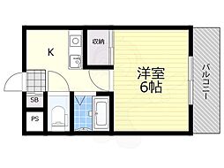 ルミエール国際 1Kの間取図画像