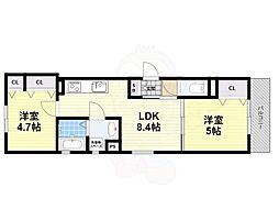 クリエオーレ南新町 2LDKの間取図画像