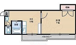 アベニュー西長居 1DKの間取図画像
