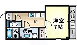TKアンバーコート堺東 1Kの間取図画像