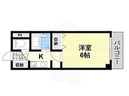 コーポキタノ ワンルームの間取図画像