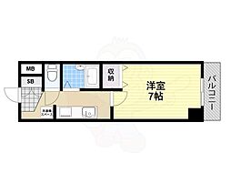 アントワープなかもず 1Kの間取図画像