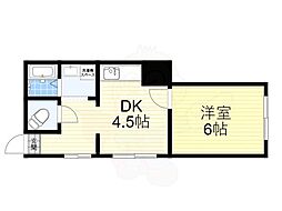 第二紀和マンション 1DKの間取図画像