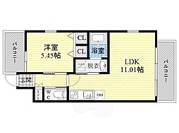 プレジオ城東中央 1LDKの間取図画像