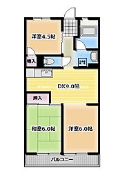 春日グリーンハイツ 2階3DKの間取り