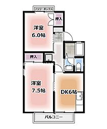 ハイムフレンド 1階2DKの間取り