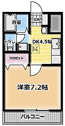 Citrous・KA館 1階1DKの間取り