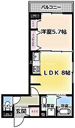 グリーンハイツ 3階1LDKの間取り