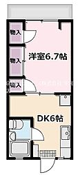 ハイム美晴 1DKの間取図画像