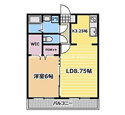 サニーコートD棟 1LDKの間取図画像