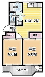 向原ニュービラヂ 2DKの間取図画像