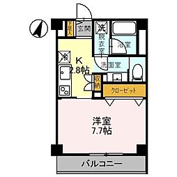 アース 3階1Kの間取り