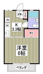 スナハイツ 1Kの間取図画像