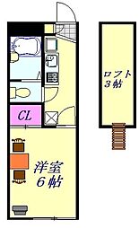 JR京浜東北・根岸線 大宮駅 バス22分 三橋6丁目下車 徒歩8分の賃貸マンション 2階1Kの間取り