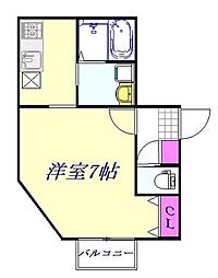 シャインレジデンス 1階1Kの間取り