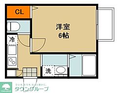 L’Aria Omiya 2階1Kの間取り