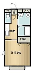 ラヴィエール 1階1Kの間取り