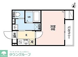 ルリアズール南与野(ルリアズールミナミヨノ) 1階1Kの間取り