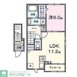 グラースソレイユ 2階1LDKの間取り