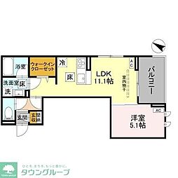リーセント ビオラ 302 3階1LDKの間取り