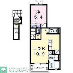 カームリー・ヒル 2階1LDKの間取り