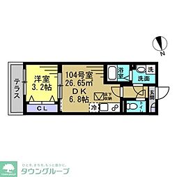 Ｖｉｌｌａｇｅ　Ｌｕｍｉｎｏｕｓ 204 2階1DKの間取り